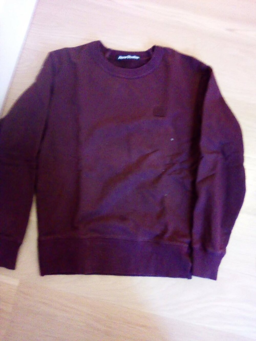 Acne Studios burgundy face patch crewneck sweatshirt size S
